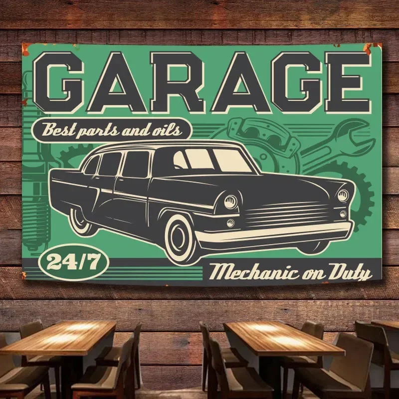 Auto Repair Shop Banners - Best parts and oils Vintage CAR