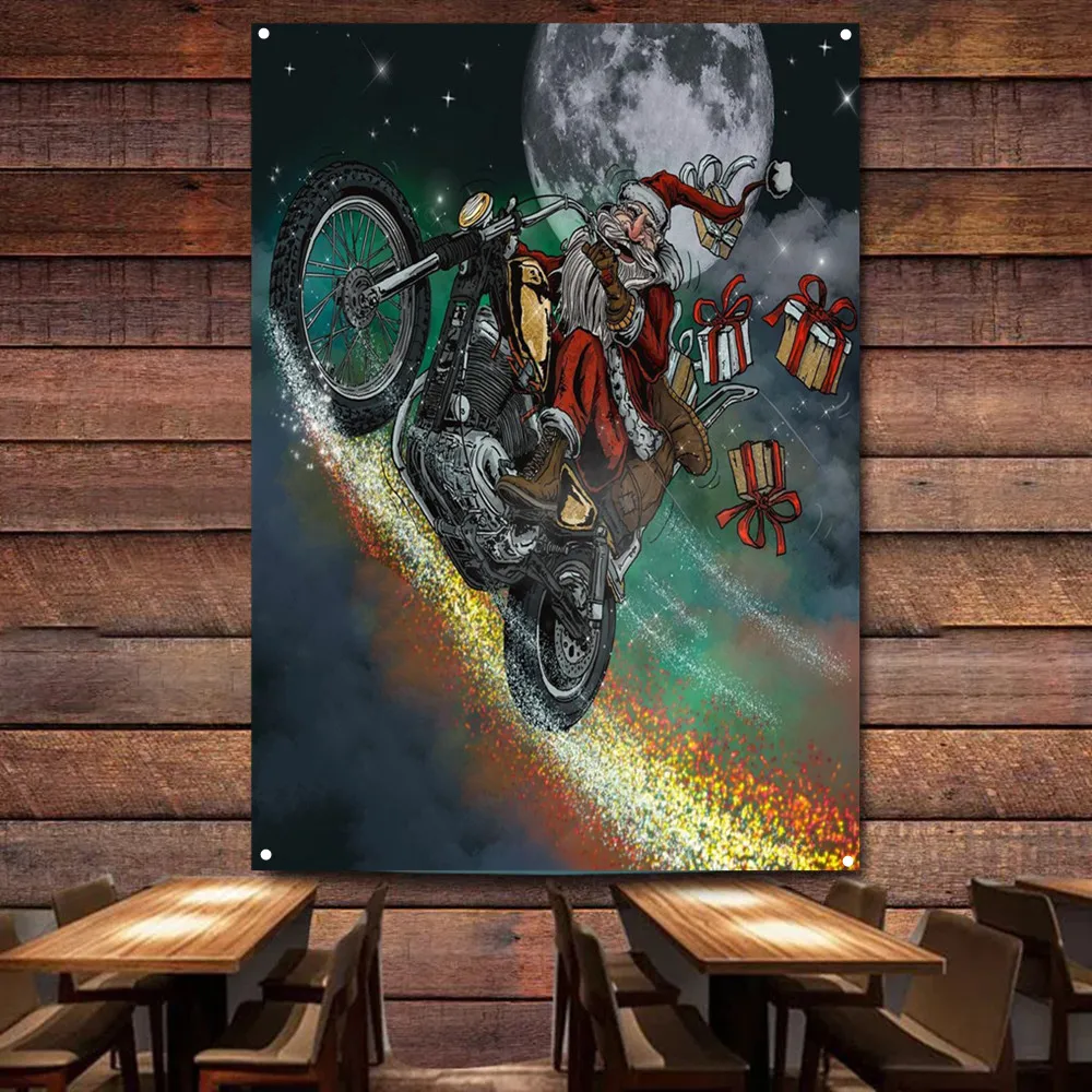 Santa Claus riding a motorcycl - đánh giá và giá Auto Repair Shop Banners