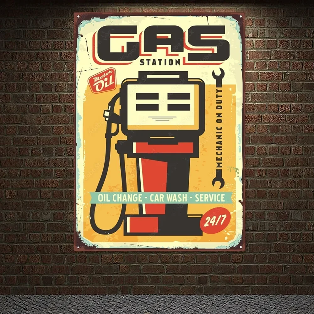 GAS STATION Vintage CAR WASH - - đánh giá và giá Auto Repair Shop Banners