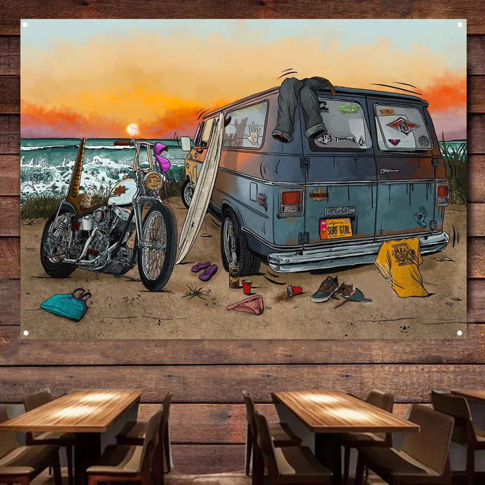 Motorcycle Car Camping Art Pos - đánh giá và giá Auto Repair Shop Banners